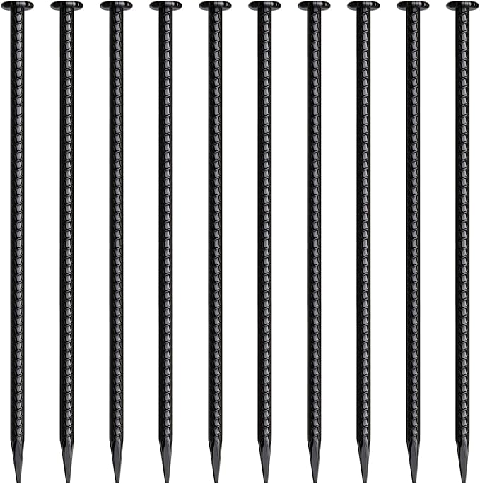 16 Inch Rebar Stakes 10 Pack Heavy Duty Ground Anchors 1/2 Inch Diameter Galvanized Steel Asphalt Anchoring Metal Spikes for Speed Bump, Parking Curb and Camping Tent