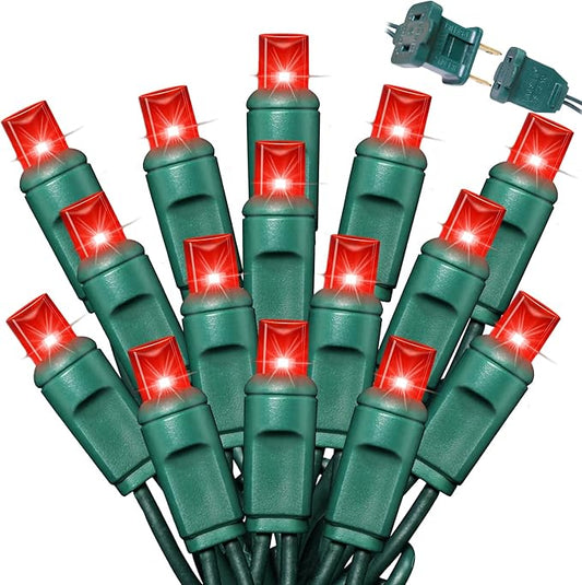 200LED (4pk of 50L) String Lights, LED Christmas Lights, 6" SPACING,Green Wire,RED
