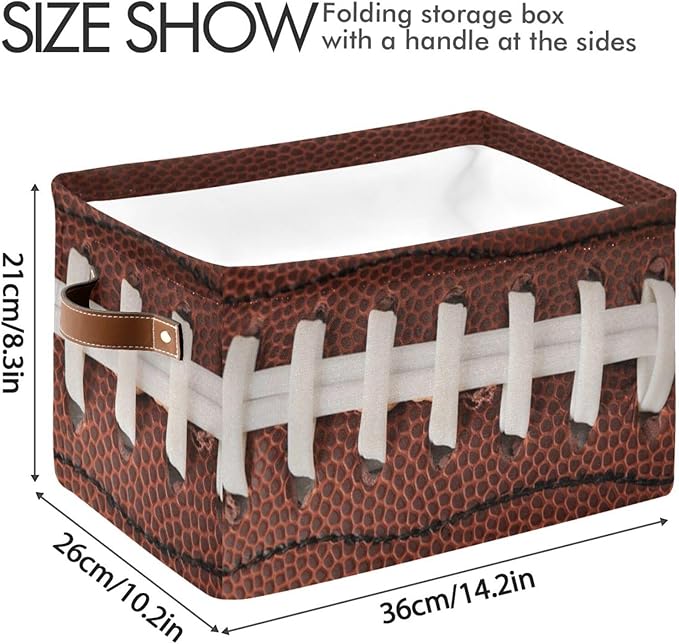 Storage Basket Bin American Football Cool Organizer Basket Collapsible Shelf Basket Cube with handle for Nursery Bedroom Bathroom, one sizex1