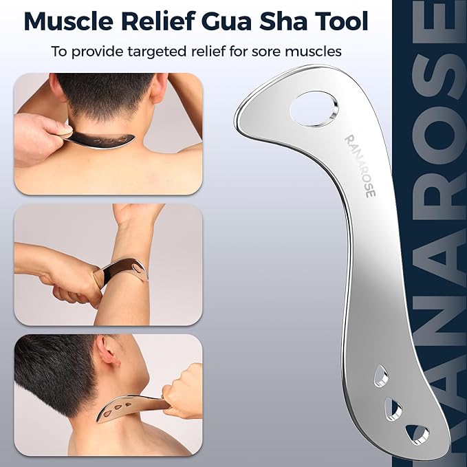 3-in-1 Stainless Steel Muscle Scraper Tool Set – Gua Sha & Physical Therapy Tools for Deep Tissue Massage, Myofascial Release, Muscle Knot Relief & Pain Reduction