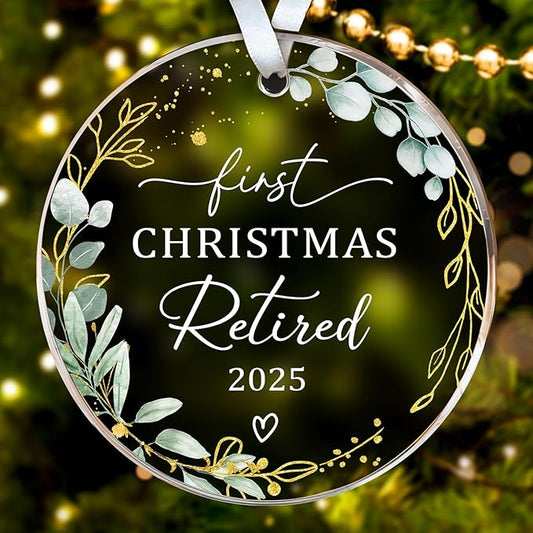 HEXMOZ Retirement Gifts for Women, Men 2025 - First Christmas Retired Ornament 2025 - Retired Gift for Coworker, Boss, Employee, Teacher, Nurse, Woman, Man - Acrylic Ornament Keepsake
