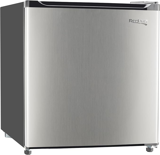 RecPro 1.7 Cu Ft 12V RV Refrigerator | Compact Fridge with Reversible Door, 2L Bottle Door Storage, 7 Temp Settings | Eco-Friendly R600A, Leveling Feet, Wire Shelf | 19.5”H x 17.5”W x 19.8”D