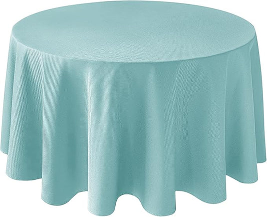 Biscaynebay Round Tablecloth 90 Inch-Auqa Blue Outdoor Fabric Table Cover-Small Circle Folding Table Cloths Linen Water Resistant for Kitchen Dining Picnic Patio Outdoor Party Restaurant Tables