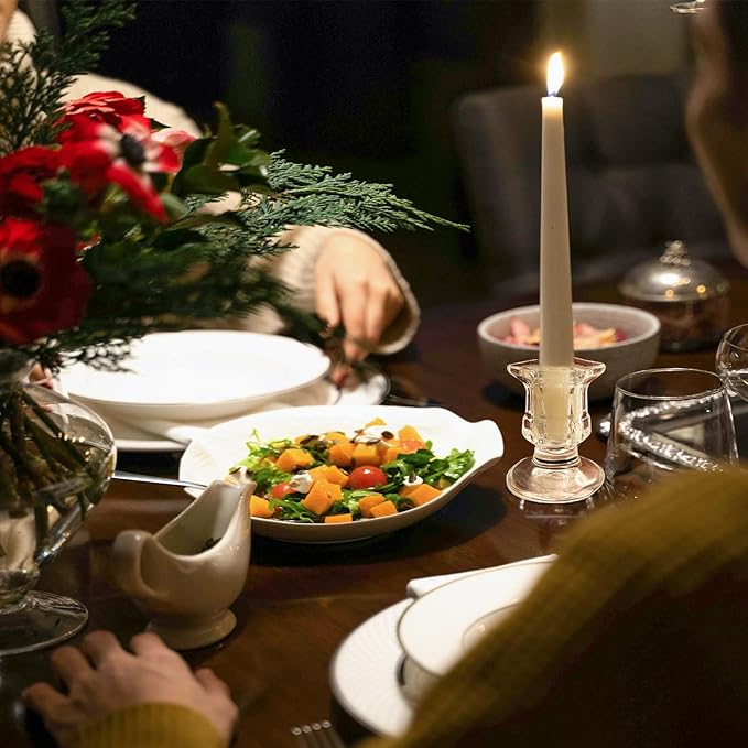 50 Pieces Glass Taper Candle Holders Bulk Clear Glass Taper Candlestick Holders for Wedding Table Centerpiece Party Decoration 2.2 Inch