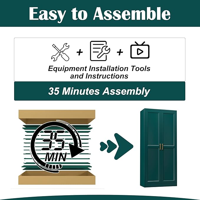 Kitchen Pantry Cabinet,71”Green Metal Pantry Storage Cabinets with Doors and 4 Adjustable Shelves,Kitchen Cabinet with 2 Gold Handles,Tall Cabinet for Livingroom, Bathroom