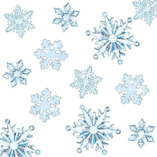 Dilunave 40 Pieces Christmas Snowflake Ornaments Acrylic Christmas Tree Decorations Crystal Snowflakes Translucent Winter Hanging Ornament for Tree(Blue)