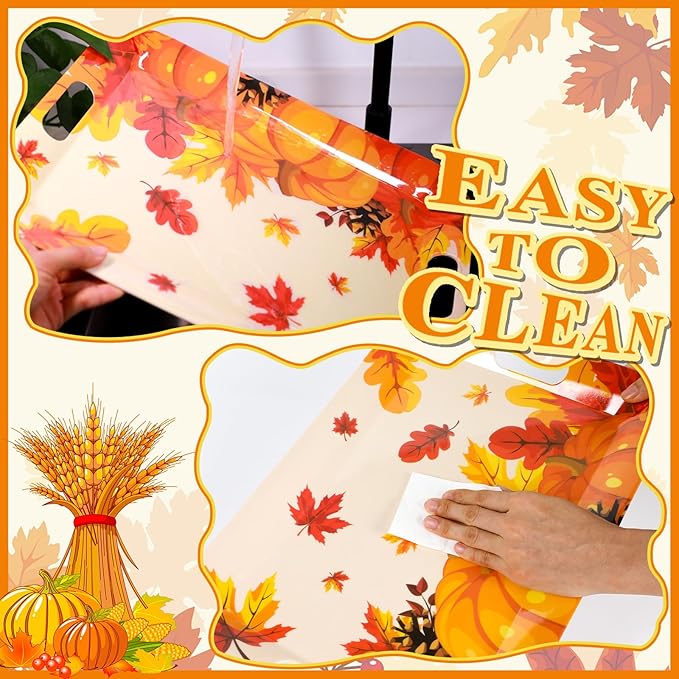 gisgfim 2Pcs Thanksgiving Day Fall Serving Tray 16.1 X 11.1 Inch Large Melamine Trays Platters with Handles Fall Pumpkin Leaves Food Trays Turkey Serving Dishes Snacks Dessert Plates Party Decorations