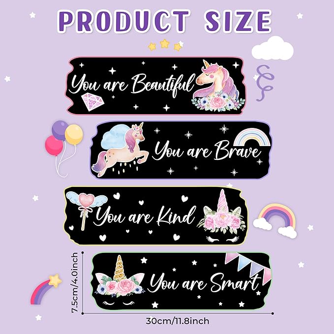 Glow in The Dark Stars Unicorn Wall Decals, Glowing Motivational Wall Art Inspirational Sticker, Peel and Stick Wall Decal for Girl's Room