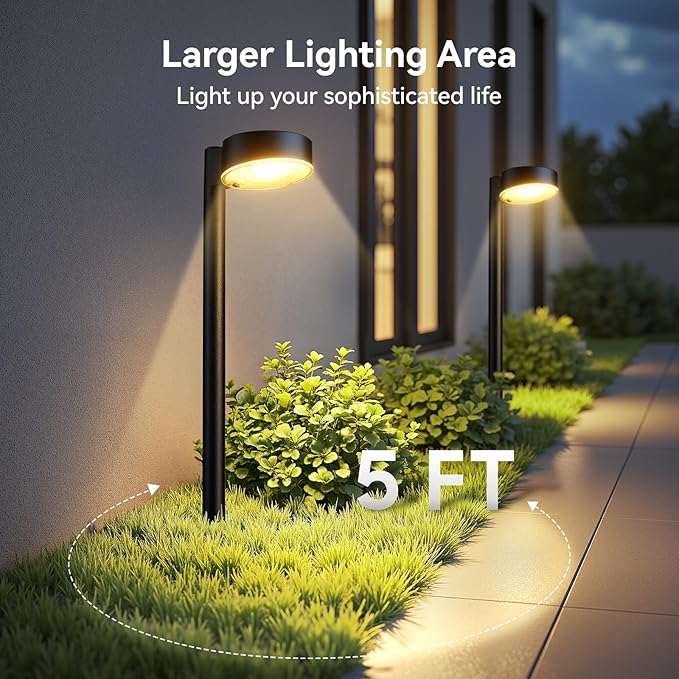 6 Pack Solar Pathway Lights Outdoor, 12 Brighter LED Solar Lights Outdoor Waterproof, Up to 12 Hrs Modern Path Light for Yard Garden Walkway Driveway Lawn
