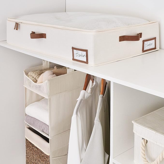 StorageWorks Extra Large Under Bed Storage Containers with Handles and Label Holder, 2 Pack Ultra-thick Fabric Underbed Bins, Closet Organizer for Clothes, Blankets, Sweater