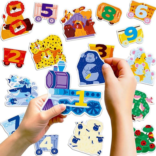 Dotimo 25 PCS Removable Reusable Animal Window Stickers for Toddlers 1-3 - Learn Numbers 1-10 & Math Symbols, Safe & Mess-Free Learning Decor for Home, School, Travel