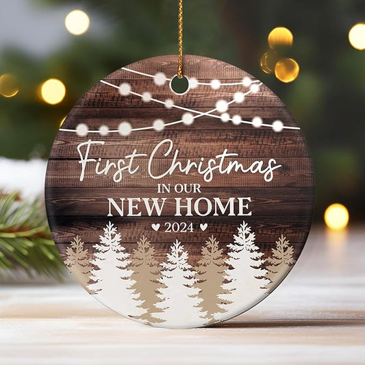 First Christmas in New Home Ornament 2024, Housewarming Gifts Ceramic Ornament, New Home Gift Ideas 2024 for Christmas, First Home Presents for Women, Couple