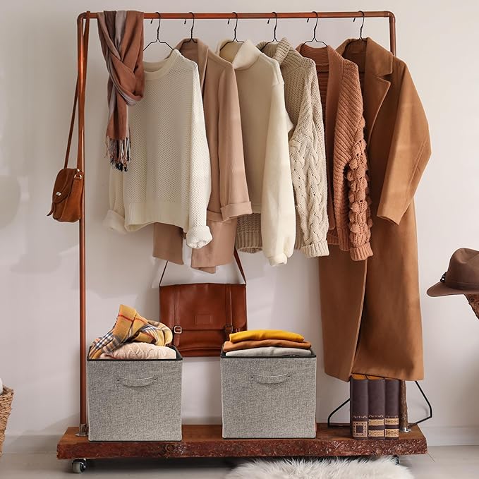 SIMPLE HOUSEWARE 15 x 13 Inch Collapsible Fabric Storage Bin with Handles, 2 Pack, Dark Gray