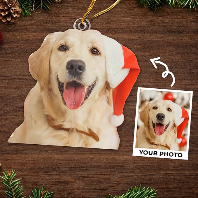 DOPTIKA Personalized Dog & Cat Photo Ornaments, Custom Photo Ornament Gifts for Pet Lovers, 2D Acrylic Christmas Ornaments for Christmas Tree 2025, Cute Pet Ornament