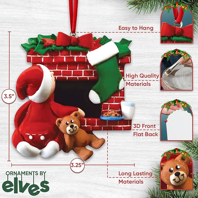 3D Fireplace Toddler Ornaments for Christmas Tree 2025 - Xmas Eve Ornament for Kids Ornament for Girl Personalized Christmas Ornaments for Kids Gifts for Boys Fireplace Toddler Boy Decorations