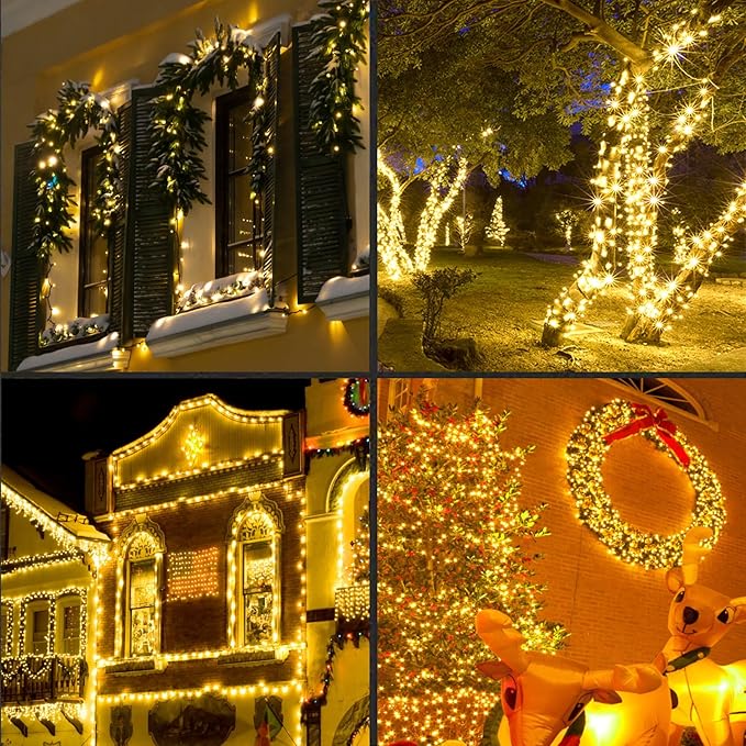 100Count (2pk of 50L) String Lights, LED Christmas Lights, 6" SPACING,Green Wire,Yellow