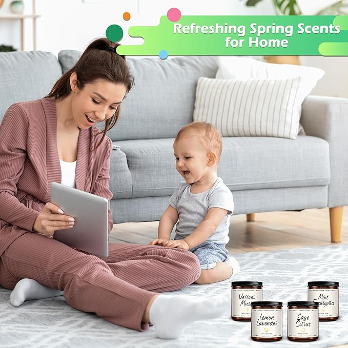 Auelife Mint Eucalyptus Candle | Aromatherapy Candle for Relaxation, Soy Candles for Home Scented, Home Fragrance Gifts for Women Men - Long-Lasting 7oz Jar