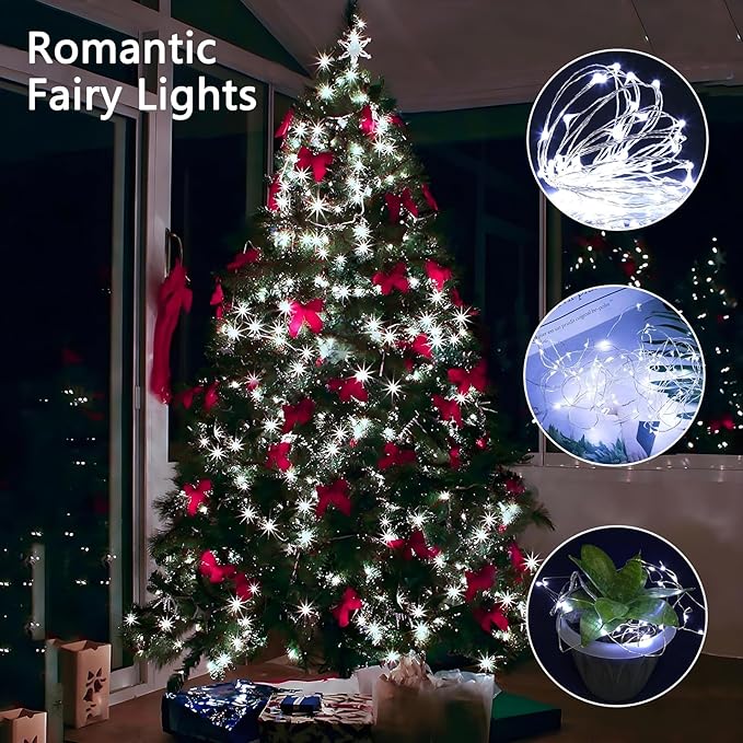 3 Pack Fairy Lights Battery Operated with Remote Control Timer, 26 FT 80 LED String Lights Outdoor Indoor, 8 Mode Twinkle Lights for Christmas Party Wedding Birthday Bedroom Décor (Cool White)