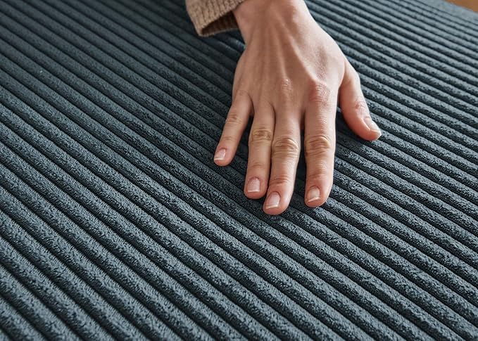 Nolany Sectional Sofa with Storage Ottoman, Corduroy Modular Sectional Couch, U Shape Sectional Couches for Living Room, Blue