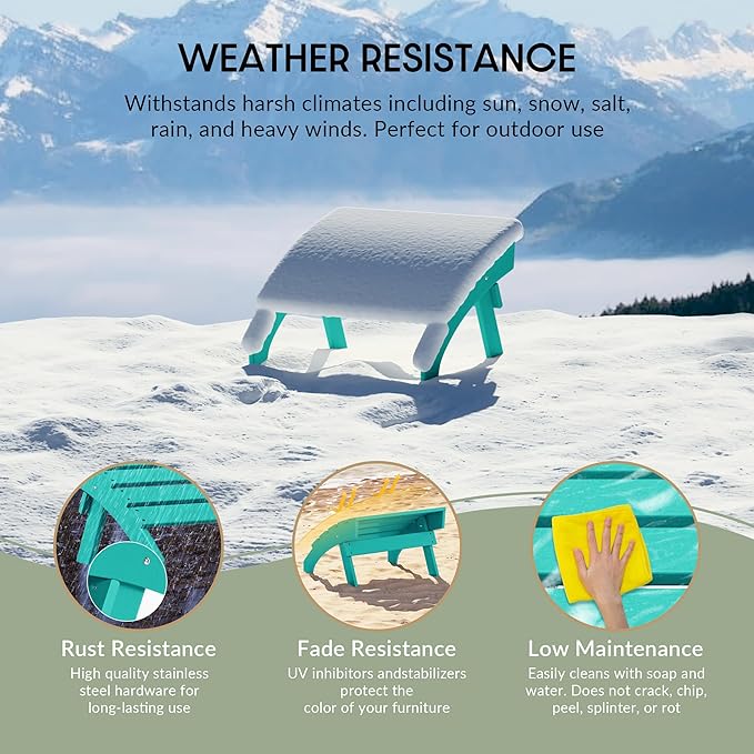 WestinTrends Dylan Outdoor Patio HDPE Adirondack Ottoman Footrest, Turquoise