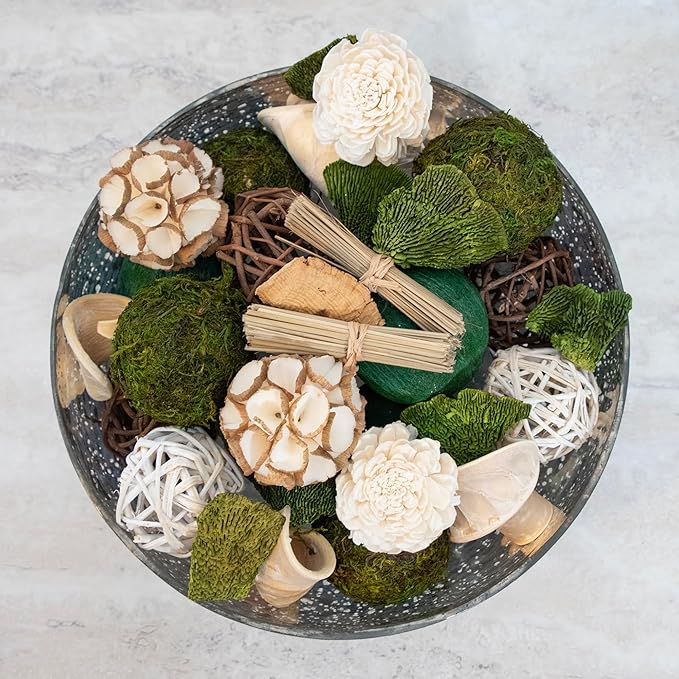 ANDALUCA Decorative Moss Balls Natural Bowl Filler Home Decor (Green Moss)