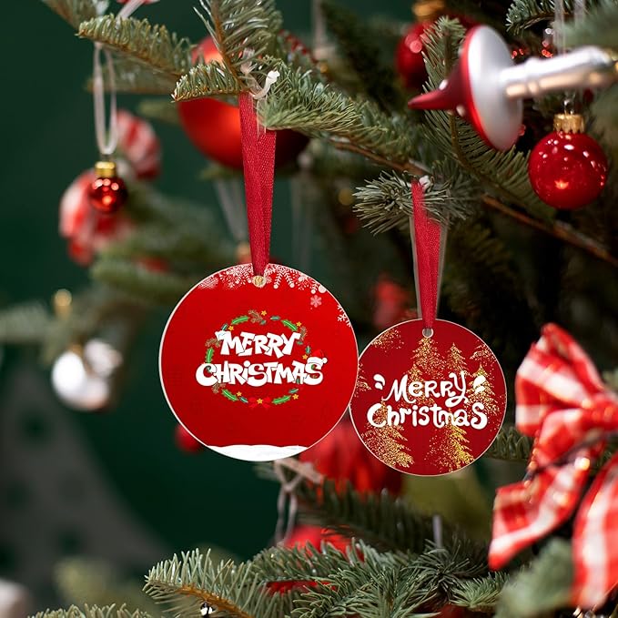 54 pcs Metal Sublimation Ornament Blanks,Sublimation Christmas Ornament Blanks for Christmas Tree Decor Ornaments,Double Sided Sublimation Ornaments Round Sublimation Blanks