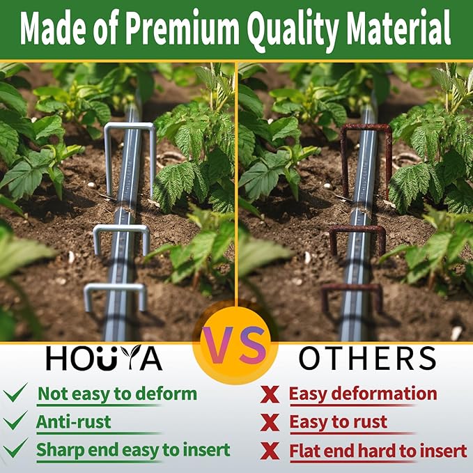 50 Pack Landscape Staples 4 Inch 12 Gauge Garden Stakes Galvanized Garden Staples Pins Anti-Rust Ground Stakes for Weed Barrier, Irrigation Tubing, Yard Lawn, Landscape Fabric