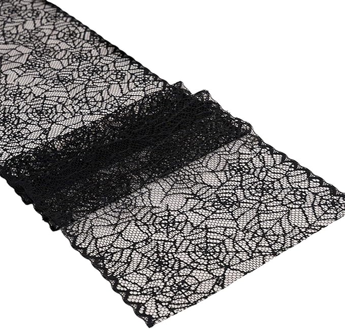 Halloween Spiderweb Lace Table Runners Black Cobweb Designs Table Cover Flag Halloween Tabletop Centerpieces & Fireplace Mantel Decorations for Autumn Home Indoor Party Decor