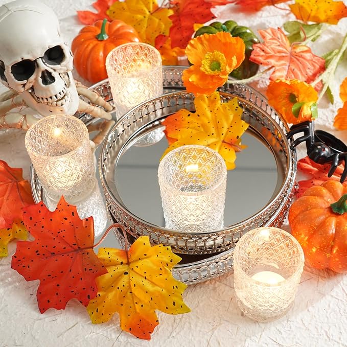 Homemory 12 Pack Clear Glass Votive Candle Holders, Tealight Candle Holder, Vintage Candle Holders Bulk for Table Centerpieces, Christmas, Baby Showers, Birthday, Wedding, Party