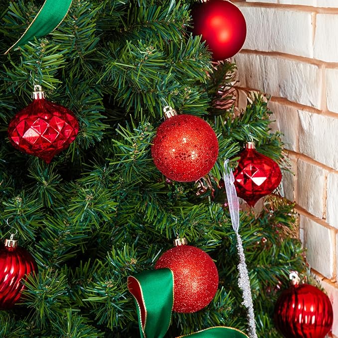 Every Day is Christmas Ornaments, Shatterproof Christmas Tree Ornament Set, Christmas Balls Decoration 35 Count (2.75"/70mm, New Red)