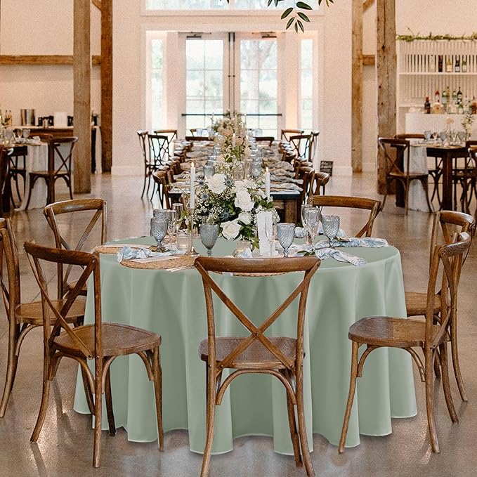 Fitable 6 Pack Sage Green Round Tablecloths - 70 Inches Round - Wrinkle and Stain Resistant Fabric Table Clothes, Washable Polyester Table Covers for Wedding, Party, Banquet, Formal Events