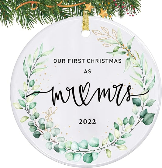 2022 Our First Christmas Married Ornaments, First Christmas as Mr. and Mrs. Ornament, Wedding Bridal Shower Gift, Newlywed Gifts for Couples, Our 1st Christmas Tree Decoration, Christmas Keepsake