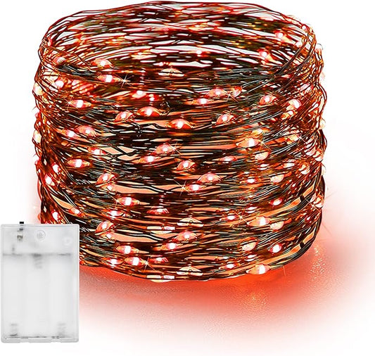 Dazzle Bright Fairy String Lights, 20 FT 60 LED Copper Wire Battery Operated Waterproof Lights, Halloween Decorations for Indoor Home Outdoor Garden Patio Yard Party Decor (Orange, 1)