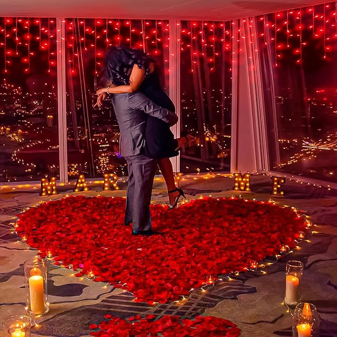 66ft Red Icicle Lights Indoor for Bedroom, 640 LED String Lights for Outside Clear Wire Connectable Twinkle Light with 8 Modes Timer Waterproof for Window Party Wedding Decorations