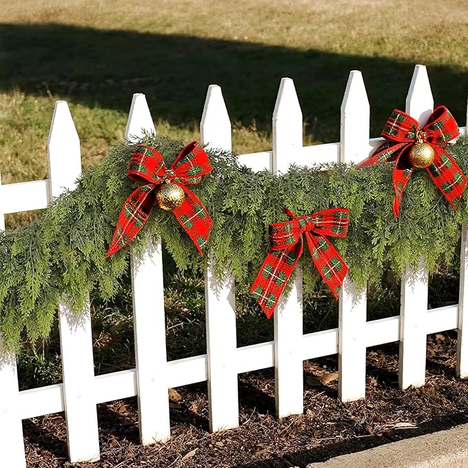 9FT Real Touch Cedar Garland for Fireplace - Artificial Christmas Garlands Realistic Faux Greenery Fake Pine Needles Garland for Holiday,Table, Window,Mantel,Stairs, Home,Indoor Outdoor Decor (2PCS)