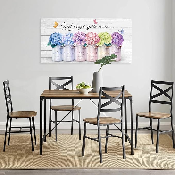 Cao Gen Decor ArtH43075 Inspirational Bible Verse Wall Art: God Says You Are Wall Sayings Flowers in Mason Jar Picture Print Christian Gift Quotes Poster for Women Girl Bedroom Home Decor Artwork