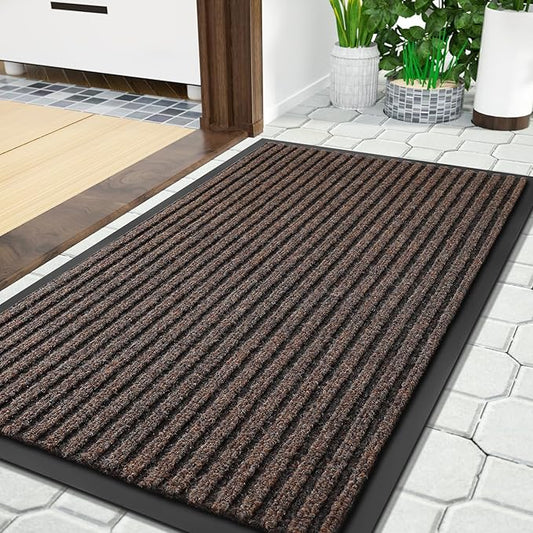 Yimobra Front Door Mat Outdoor Indoor Entrance, 100% Waterproof All-Season All Weather Doormat, Welcome Matt Outside Entry, Non Slip, Low Profile, Heavy Duty Patio Porch Floor Mats,36 x 17
