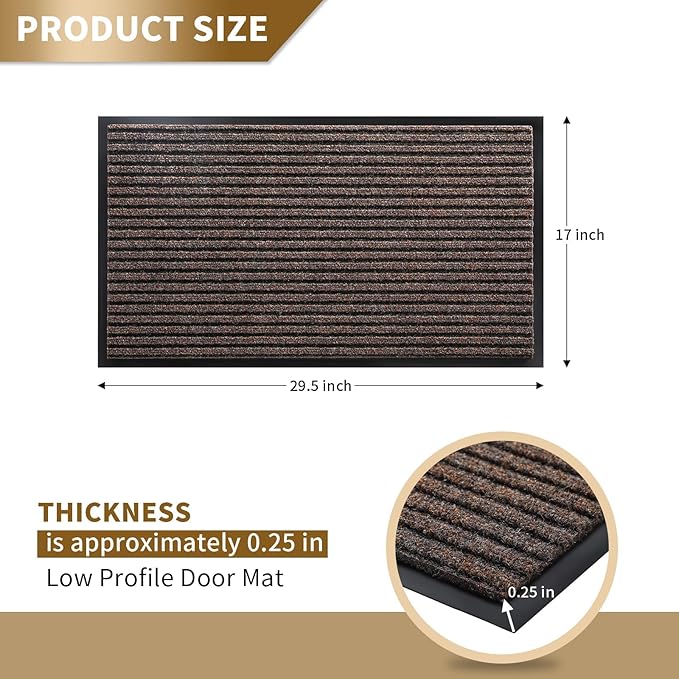Yimobra Front Door Mat Outdoor Indoor Entrance, 100% Waterproof All-Season All Weather Doormat, Welcome Matt Outside Entry, Non Slip, Low Profile, Heavy Duty Patio Porch Floor Mats,29.5 x 17