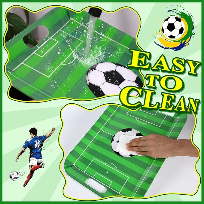 gisgfim 2Pcs Soccer Serving Trays 16.1 X 11.1 Inch Large Melamine Soccer Stadium Platters with Handles Soccer Food Serving Dishes Snack Dessert Trays Decor for Soccer Ball Birthday Party Decorations
