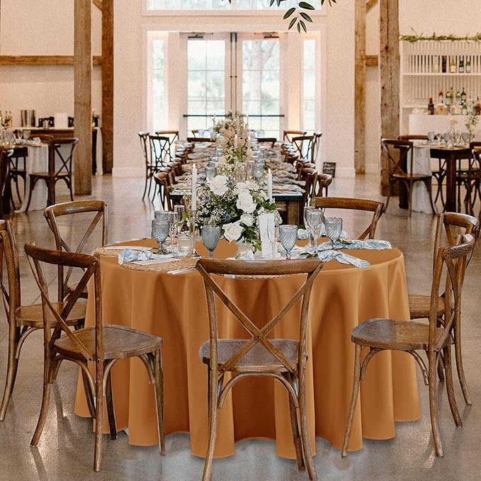 Fitable 6 Pack Bronze Round Tablecloths - 70 Inches Round - Wrinkle and Stain Resistant Fabric Fall Table Clothes, Washable Polyester Table Covers for Wedding Thanksgiving Party Banquet Formal Events
