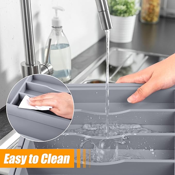 Kitchen Silverware Drawer Organizer and Storage Cabinet Utensil Rack Bathroom Counter Vanity Extra Large Big Cooking Drawer Organizers Countertop Pantry Storage Cabinet Best Kitchen Must Haves 2025