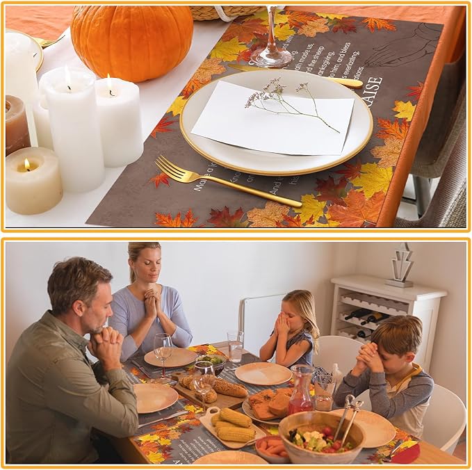 50 Pcs Fall Paper Placemats Thanksgiving Disposable Paper Placemats Autumn Table Mats Give Thanks for Holiday Party Kitchen Dining Table Decoration 16.14 x 11.81 Inches