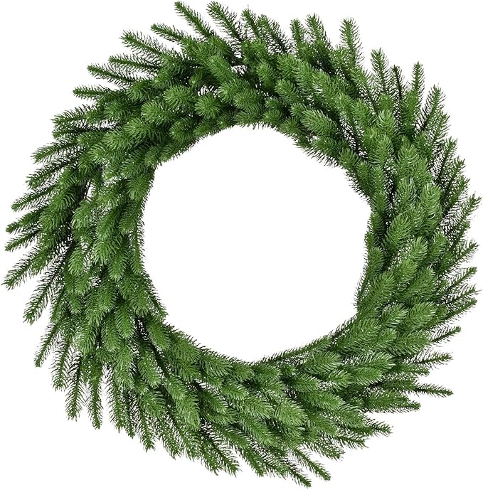 Fraser Hill Farm 24-in. Green Fir Wreath, No Lights | Festive Christmas Holiday Decorations | Indoor Hanging Decor for Doors, Fireplace Mantels | FFGF024WR-0GR