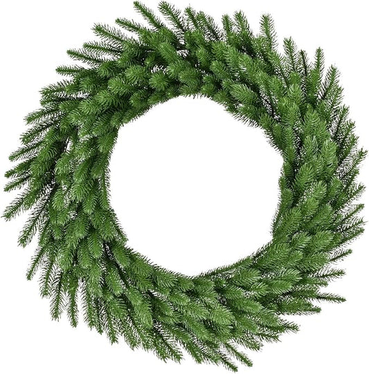 Fraser Hill Farm 24-in. Green Fir Wreath, No Lights | Festive Christmas Holiday Decorations | Indoor Hanging Decor for Doors, Fireplace Mantels | FFGF024WR-0GR