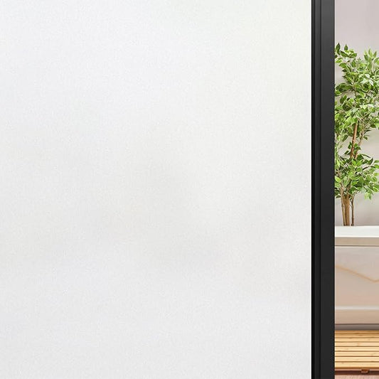 DOWELL Window Privacy Film, Frosted Glass Window Film, Static Cling Non-Adhesive Glass Clings, Sun Blocking Opaque Door Coverings, Reusable Door Sticker for Bathroom Home Office, White, 23.6" x 78.7"