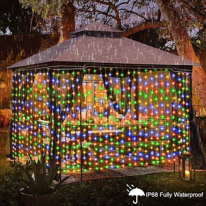 echosari 600 LED Curtain Lights Plug in, 20Ft x 10Ft Connectable Dual Color Changing Fairy Lights Curtain Outdoor Waterproof for Bedroom Backdrop Wedding (Warm White & Multicolor)