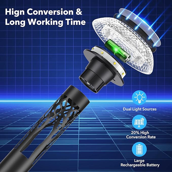 Large Solar Pathway Lights 6 Pack, 8 Modes Solar Lights Outdoor Landscape Lighting for Outside Path Walkway Driveway Sidewalk Patio Lawn Yard Garden Decor
