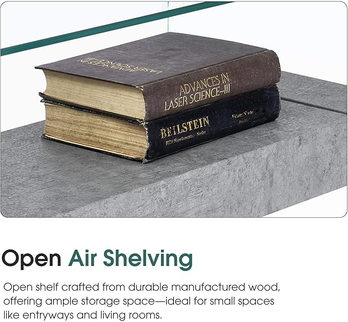 ivinta Narrow Glass Console Table with Storage, 31.5'' Modern Entryway Table with Storage Shelves for Living Room, Hallway, Foyer, Bedroom 5103 (Gray)