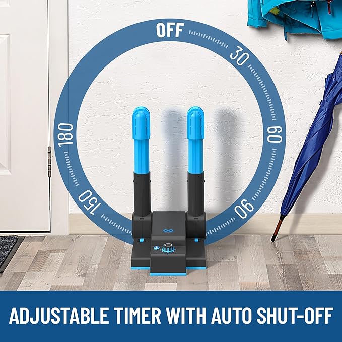 Foldable & Compact Boot Dryer & Boot Warmer with Timer, Fast 2-Hour Drying, Heavy-Duty Shoe Dryer for Work Boots, Sneakers, Gloves, Helmets & more – 2 Tube Design Everlasting Comfort