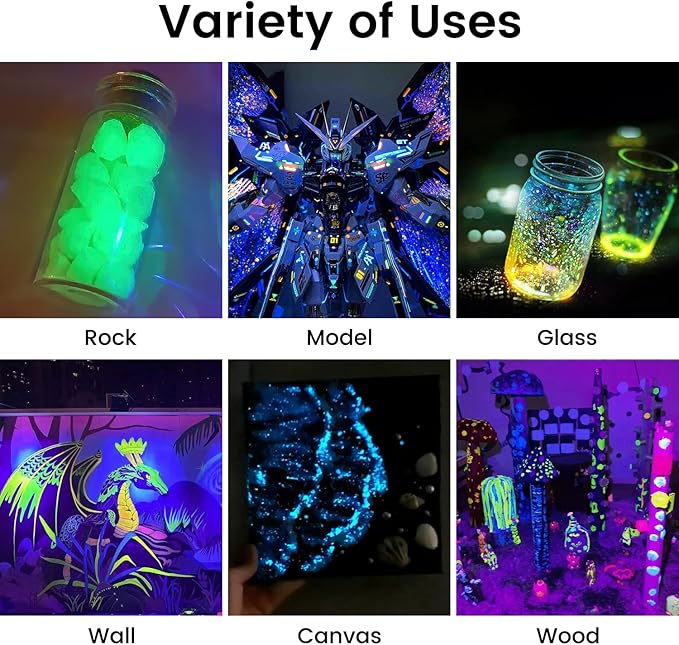 ARTME Glow in The Dark Paint, 18 Bright Colors 22ml/0.75oz Blacklight Paint Set, Neon Craft Paints, Glow Fluorescent Acrylic Paints Perfect for DIY projects, Halloween and Christmas Decorations